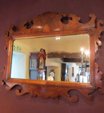 Superb George III Figured Walnut Wall Mirror