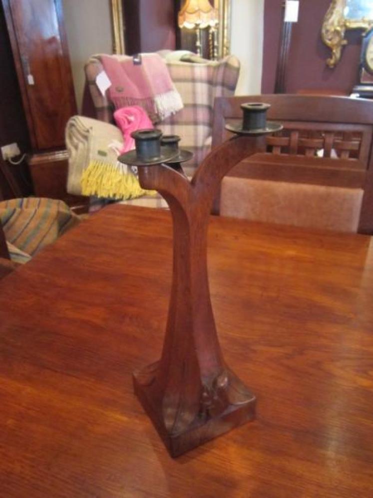 Rare Mouseman Apprentice Three Way Candleabra - Image 1