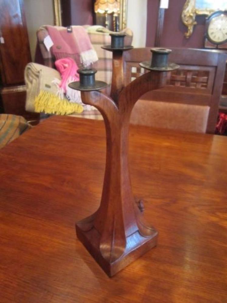 Rare Mouseman Apprentice Three Way Candleabra - Image 3