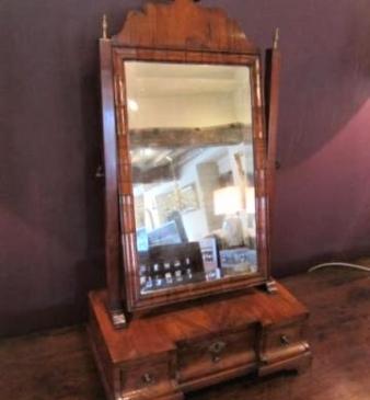 George II Period Figured Walnut Toilet Mirror
