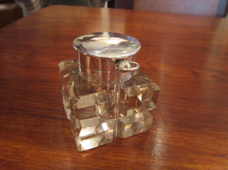 Superb Edwardian Silver Inkwell & Watch Top - Image 3