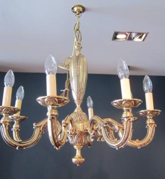 Superb Art Nouveau Cast Bronze Chandelier
