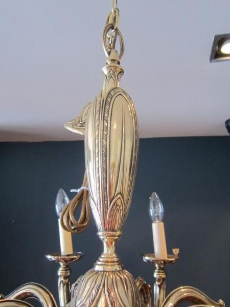 Superb Art Nouveau Cast Bronze Chandelier - Image 3