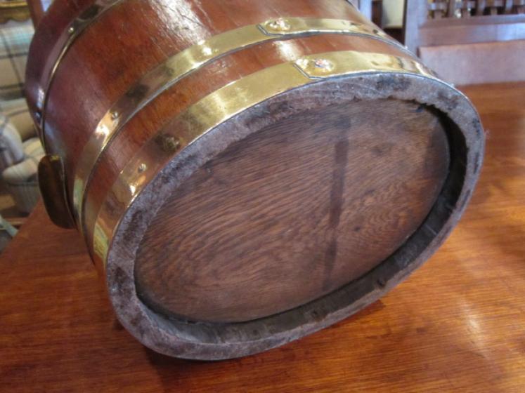 Mid Victorian Oak & Brass Bound Coal Bucket - Image 4