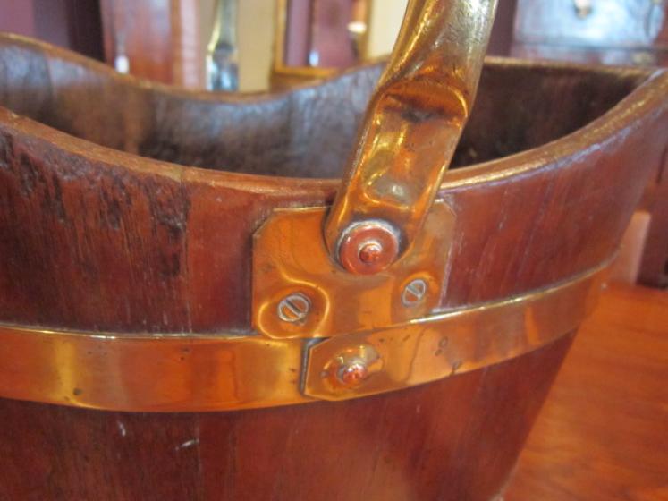 Mid Victorian Oak & Brass Bound Coal Bucket - Image 5