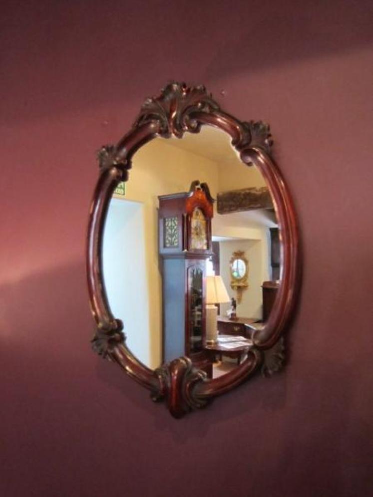 Decorative Mid Victorian Mahogany Oval Mirror - Image 1