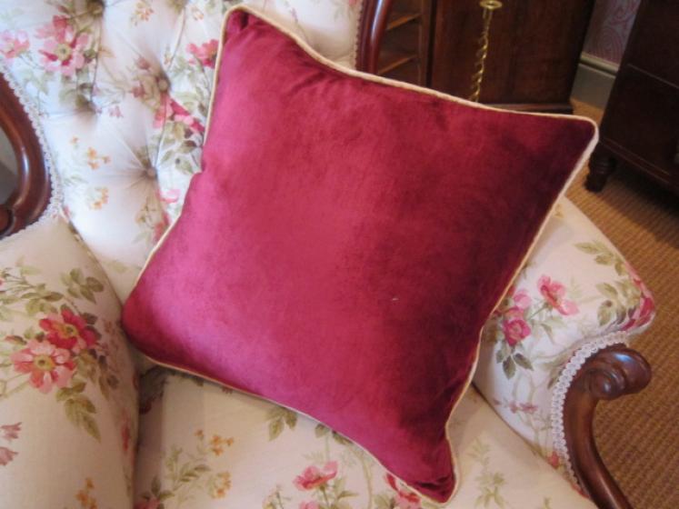 Maroon Velvet Embroidered Crest Cushion - Image 2