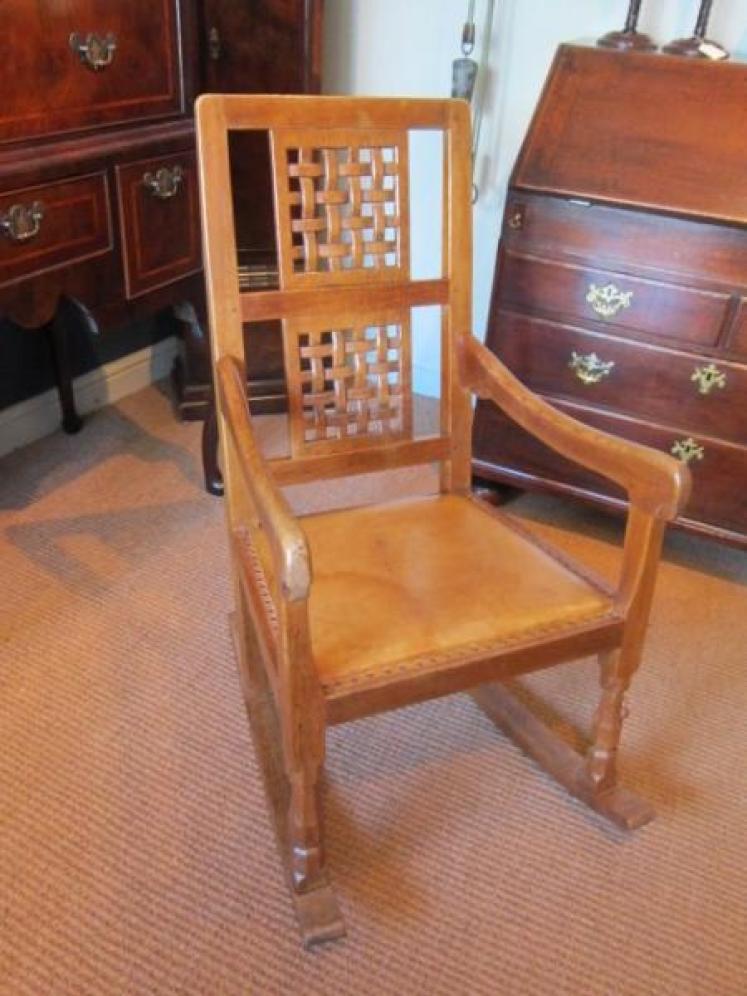 Rare 1950's Mouseman Oak Rocking Armchair - Image 1