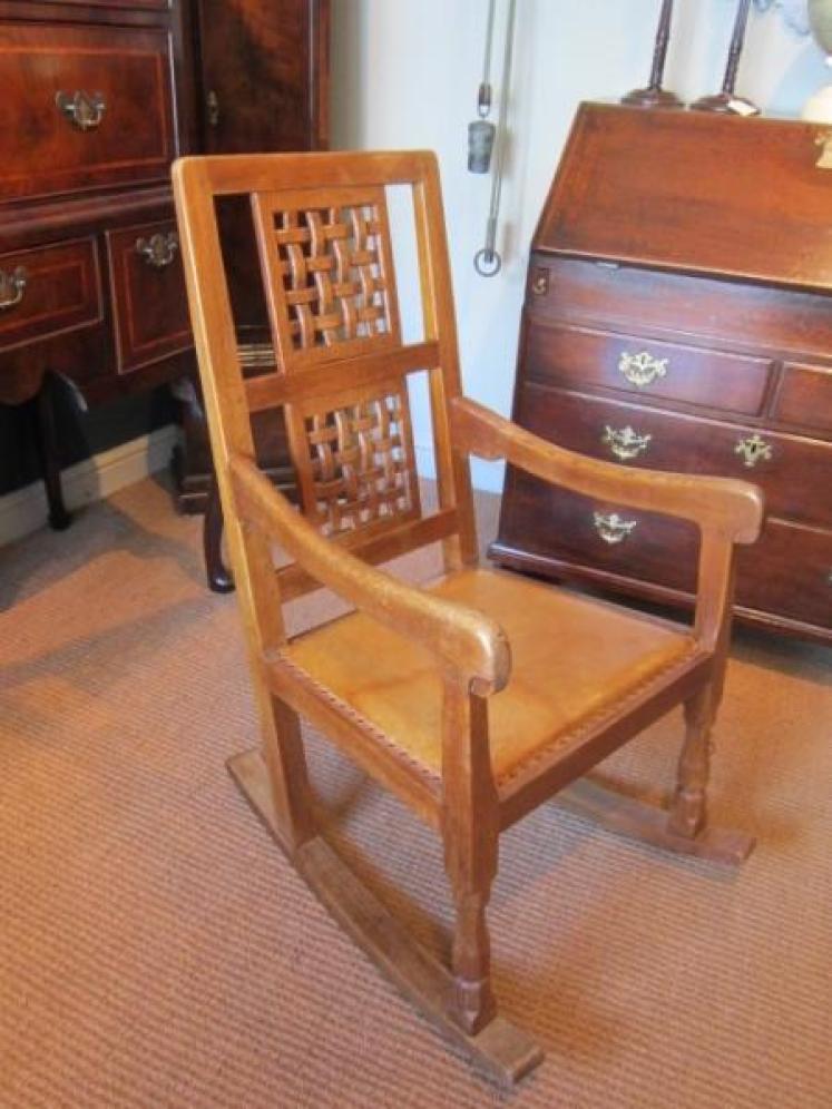 Rare 1950's Mouseman Oak Rocking Armchair - Image 5