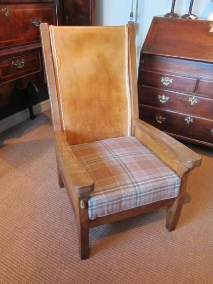 1950's Mouseman Adzed Oak 'Smoker's' Armchair - Image 1
