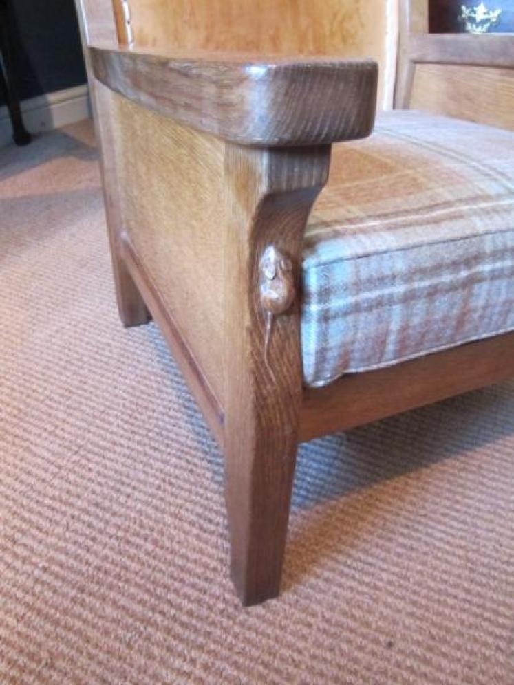 1950's Mouseman Adzed Oak 'Smoker's' Armchair - Image 2