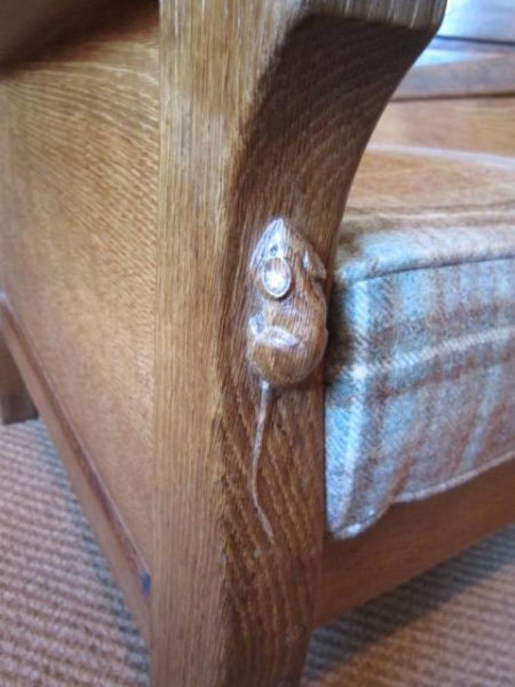 1950's Mouseman Adzed Oak 'Smoker's' Armchair - Image 5