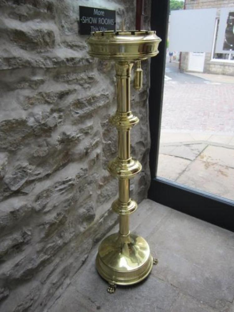 Large Victorian Brass Floor Standing Church Candlestick - Image 1