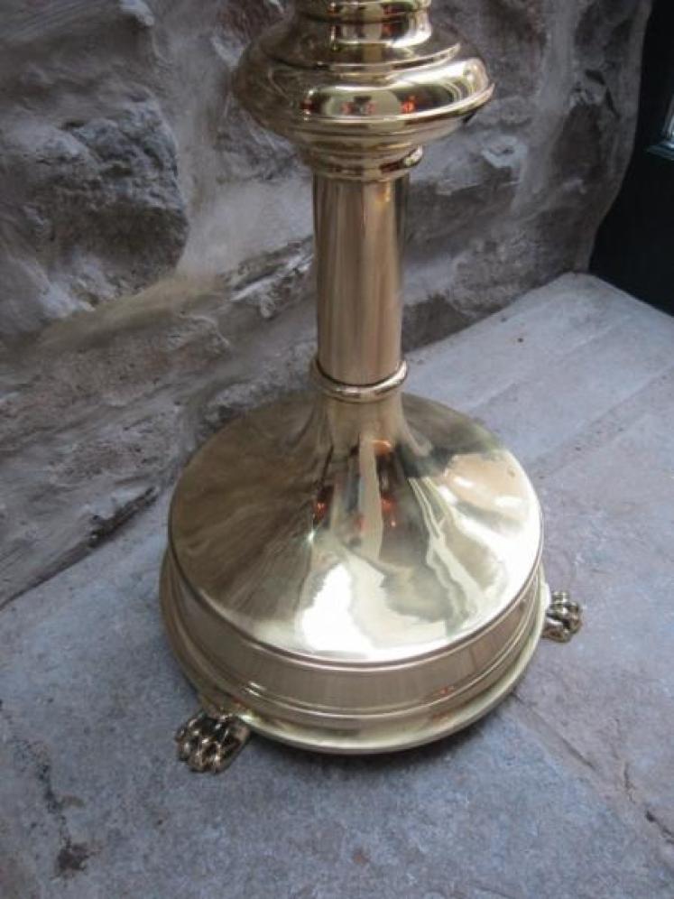 Large Victorian Brass Floor Standing Church Candlestick - Image 2