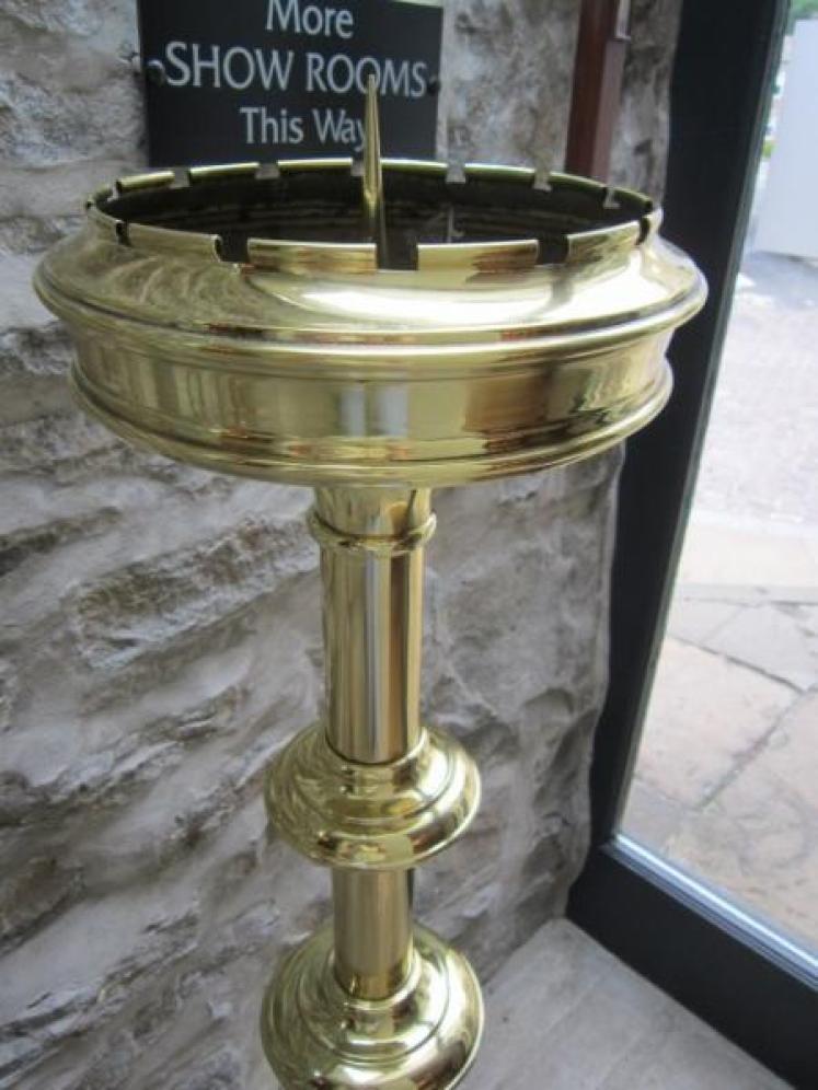 Large Victorian Brass Floor Standing Church Candlestick - Image 3