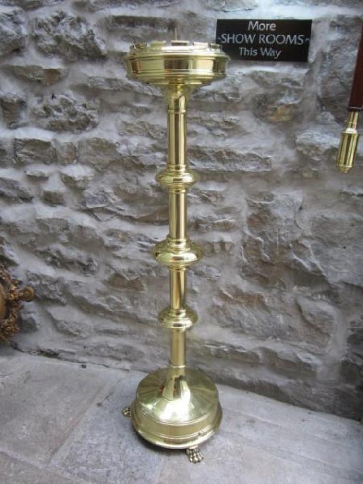 Large Victorian Brass Floor Standing Church Candlestick - Image 5