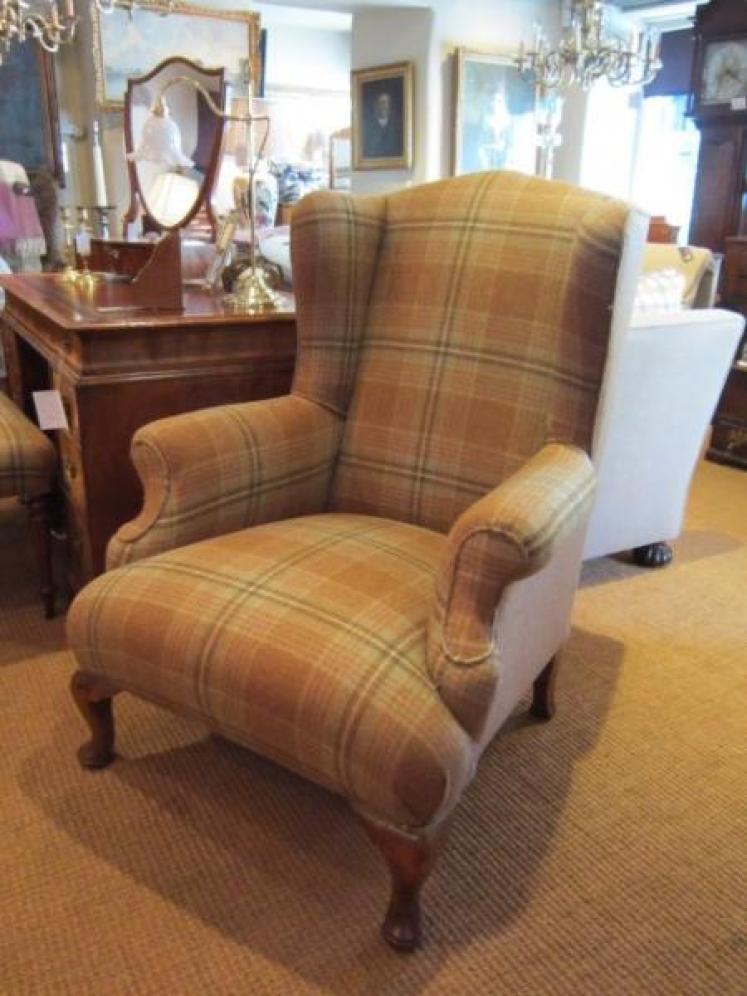 Very Comfortable Victorian Upholstered Wing Armchair - Image 1