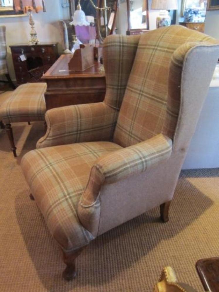 Very Comfortable Victorian Upholstered Wing Armchair - Image 3