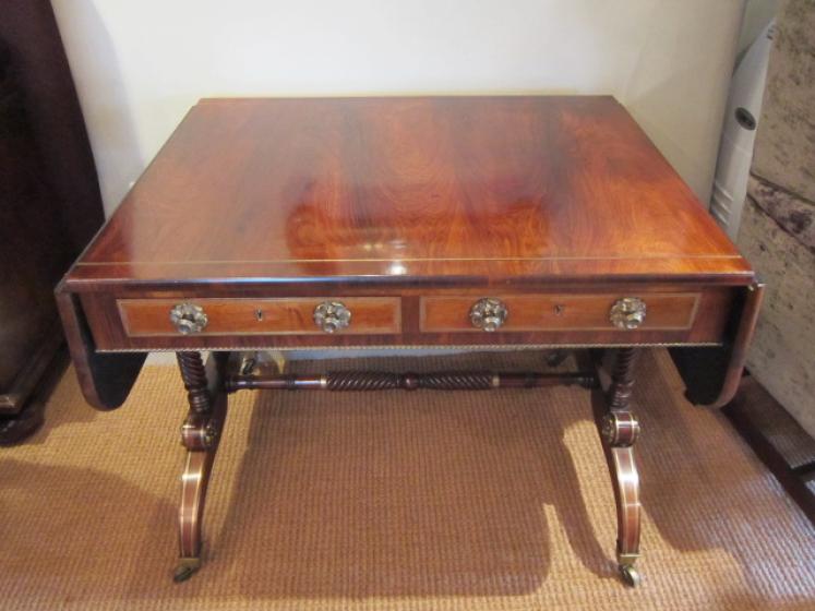 Outstanding Regency Rosewood Brass Inlaid Sofa Table - Image 1