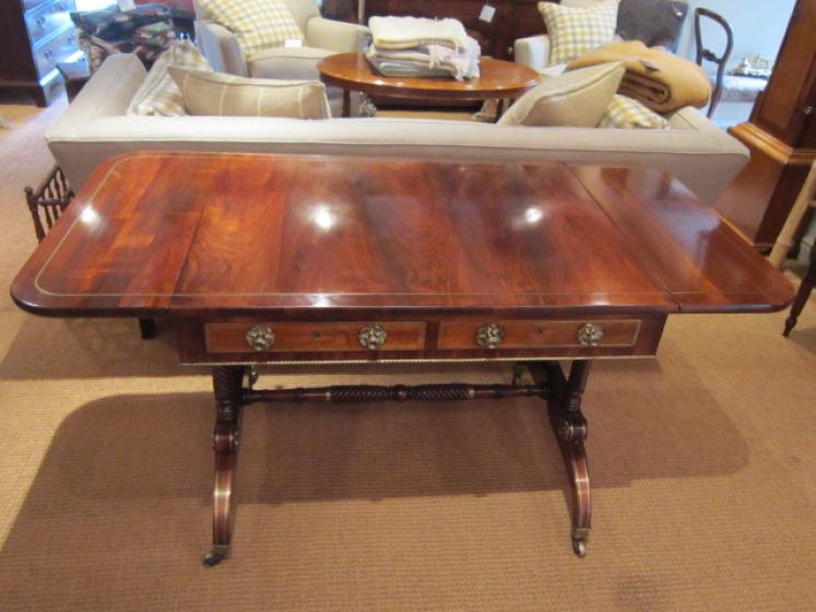 Outstanding Regency Rosewood Brass Inlaid Sofa Table - Image 5