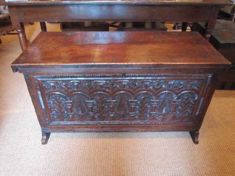 Stunning Charles II Period Walnut Six Plank Coffer - Image 1