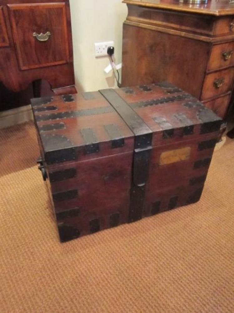 Superb Regency Period Oak & Steel Bound Trunk - Image 1