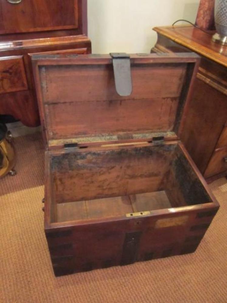 Superb Regency Period Oak & Steel Bound Trunk - Image 4