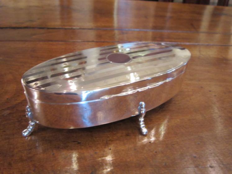 Fine George V Period Silver Oval Shaped Jewel Box - Image 1