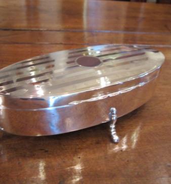Fine George V Period Silver Oval Shaped Jewel Box