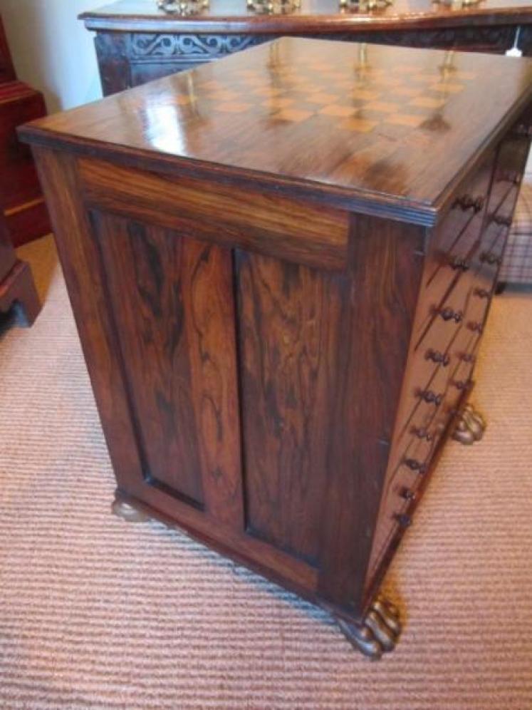 Superb Regency Rosewood Chess Top Collector's Cabinet - Image 5