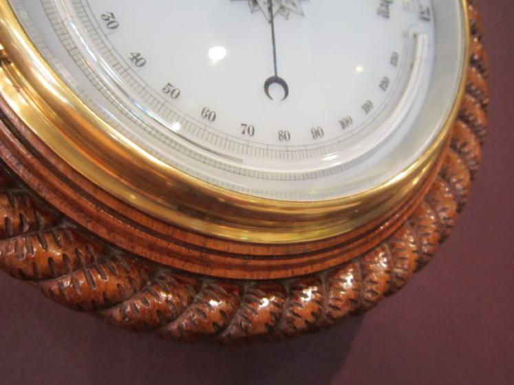 Superb Mid Victorian Polished Oak Ship's Barometer - Image 2