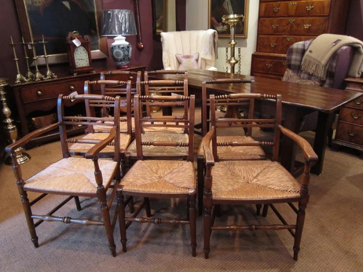 Set of Eight George III Period Ash & Elm Dining Chairs - Image 1