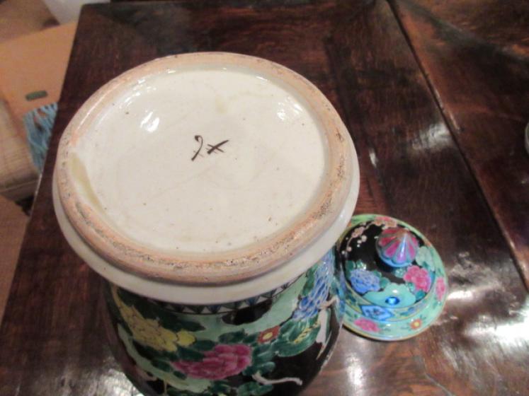 Superb Pair of Oriental Hand Painted Ginger Jars - Image 3
