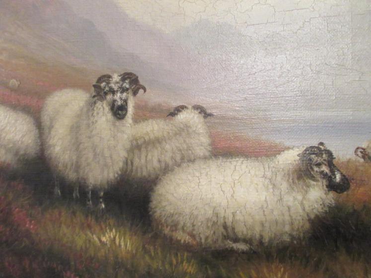 Mid Victorian Oil on Canvas of Sheep in Landscape - Image 3