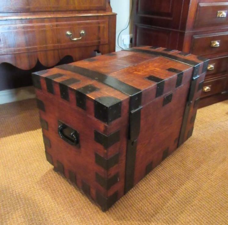 George III Period Oak & Steel Bound Scottish Trunk - Image 1
