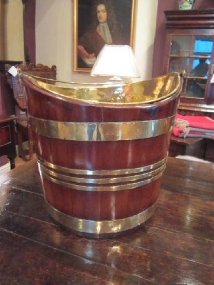 Superb George III Period Brass Bound Peat Bucket - Image 1