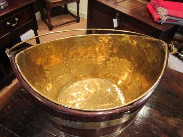 Superb George III Period Brass Bound Peat Bucket - Image 2