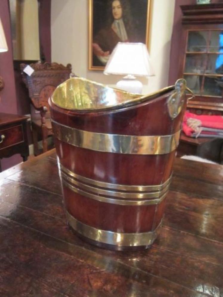 Superb George III Period Brass Bound Peat Bucket - Image 3
