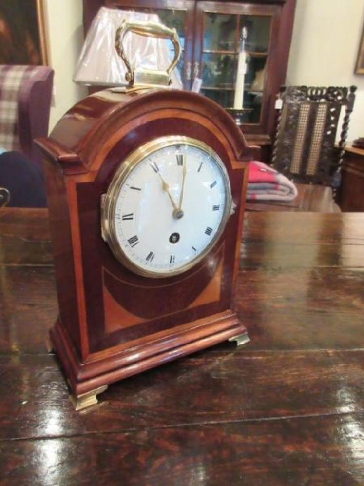 19th Century Sheraton Inlaid Bracket Style Mantel Clock - Image 1