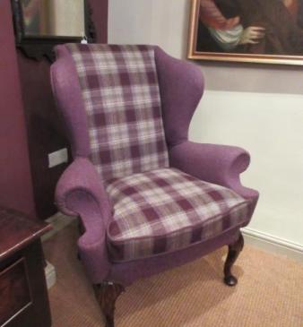 Superb Queen Anne Style Walnut Framed Wing Armchair