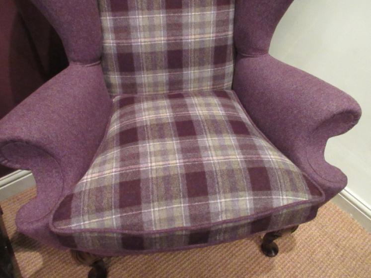 Superb Queen Anne Style Walnut Framed Wing Armchair - Image 2