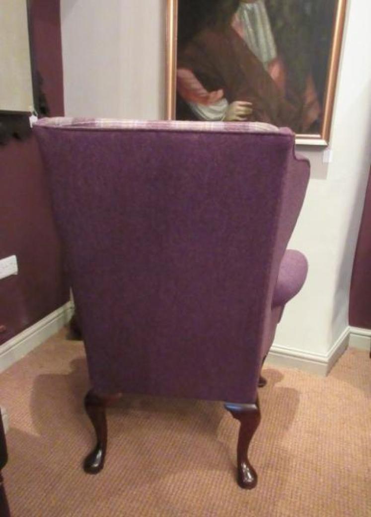 Superb Queen Anne Style Walnut Framed Wing Armchair - Image 5