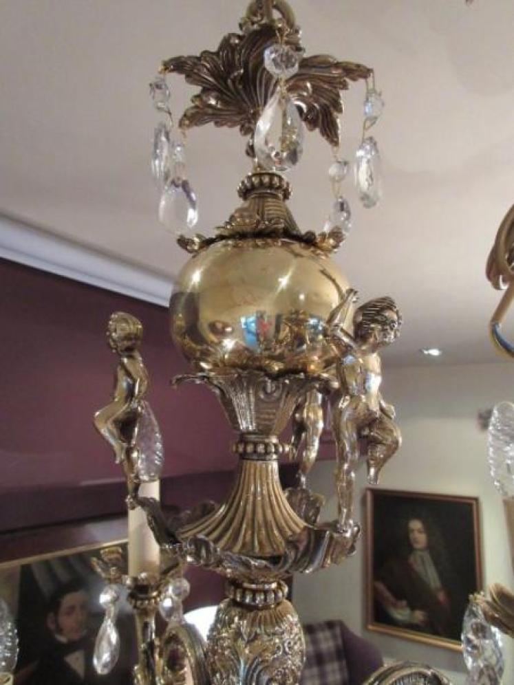 Stunning 1920's Cast Bronze Two Tier Chandelier - Image 4