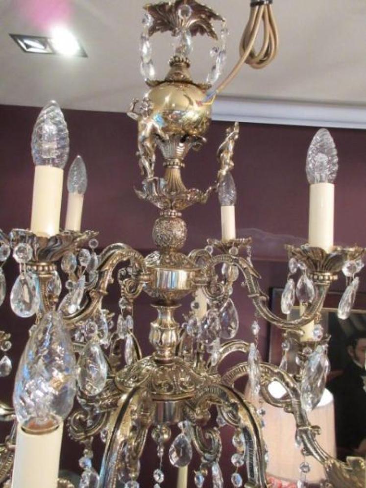 Stunning 1920's Cast Bronze Two Tier Chandelier - Image 5