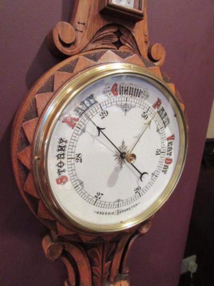 Mid Victorian Polished Oak Banjo Barometer - Image 2