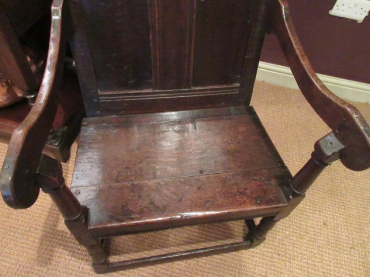 Very Original James II Period Oak Wainscot Armchair - Image 2
