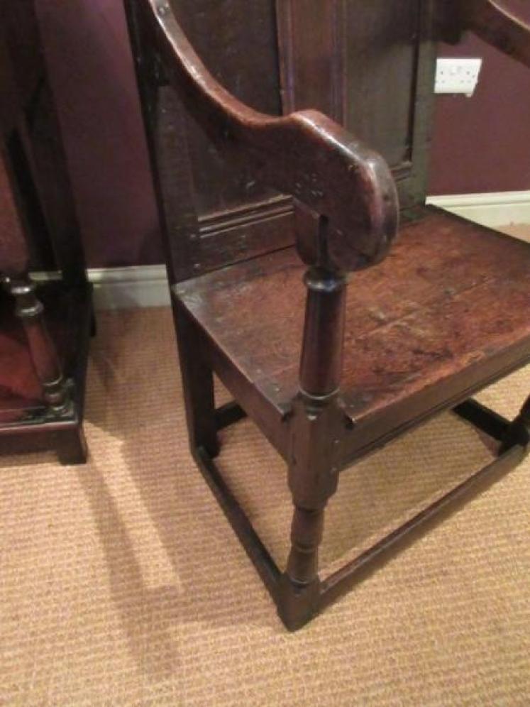 Very Original James II Period Oak Wainscot Armchair - Image 4