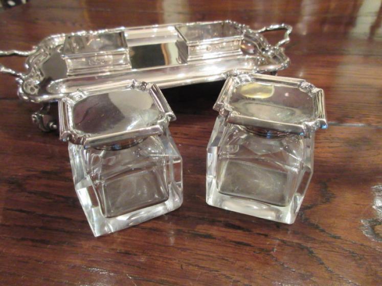 High Quality Edwardian Period Silver Double Inkstand - Image 4