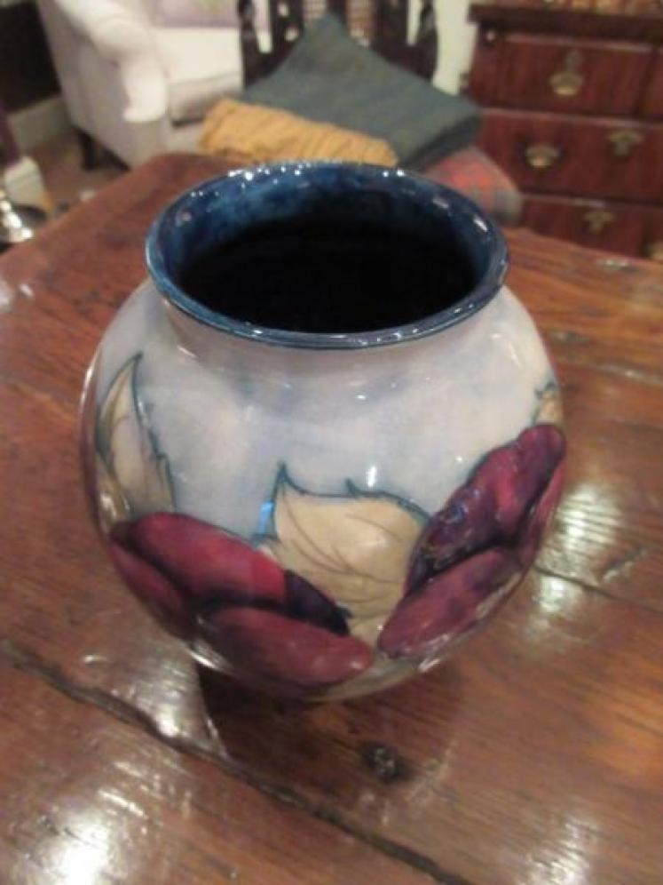 Early Moorcroft Pansy with Grey Top Vase  - Image 2