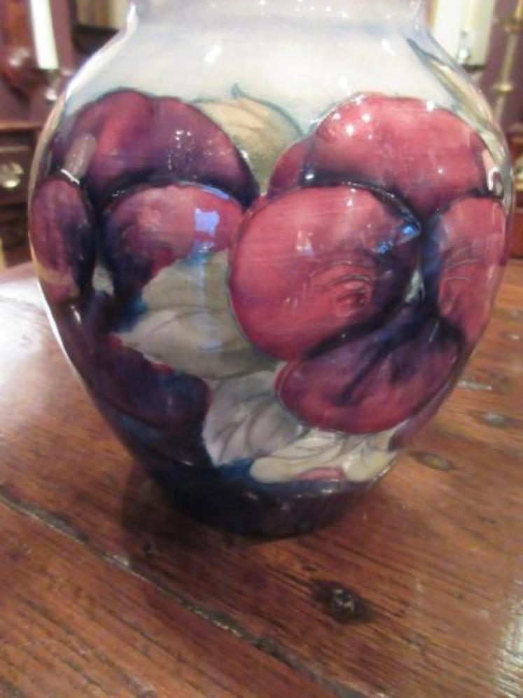 Early Moorcroft Pansy with Grey Top Vase  - Image 3
